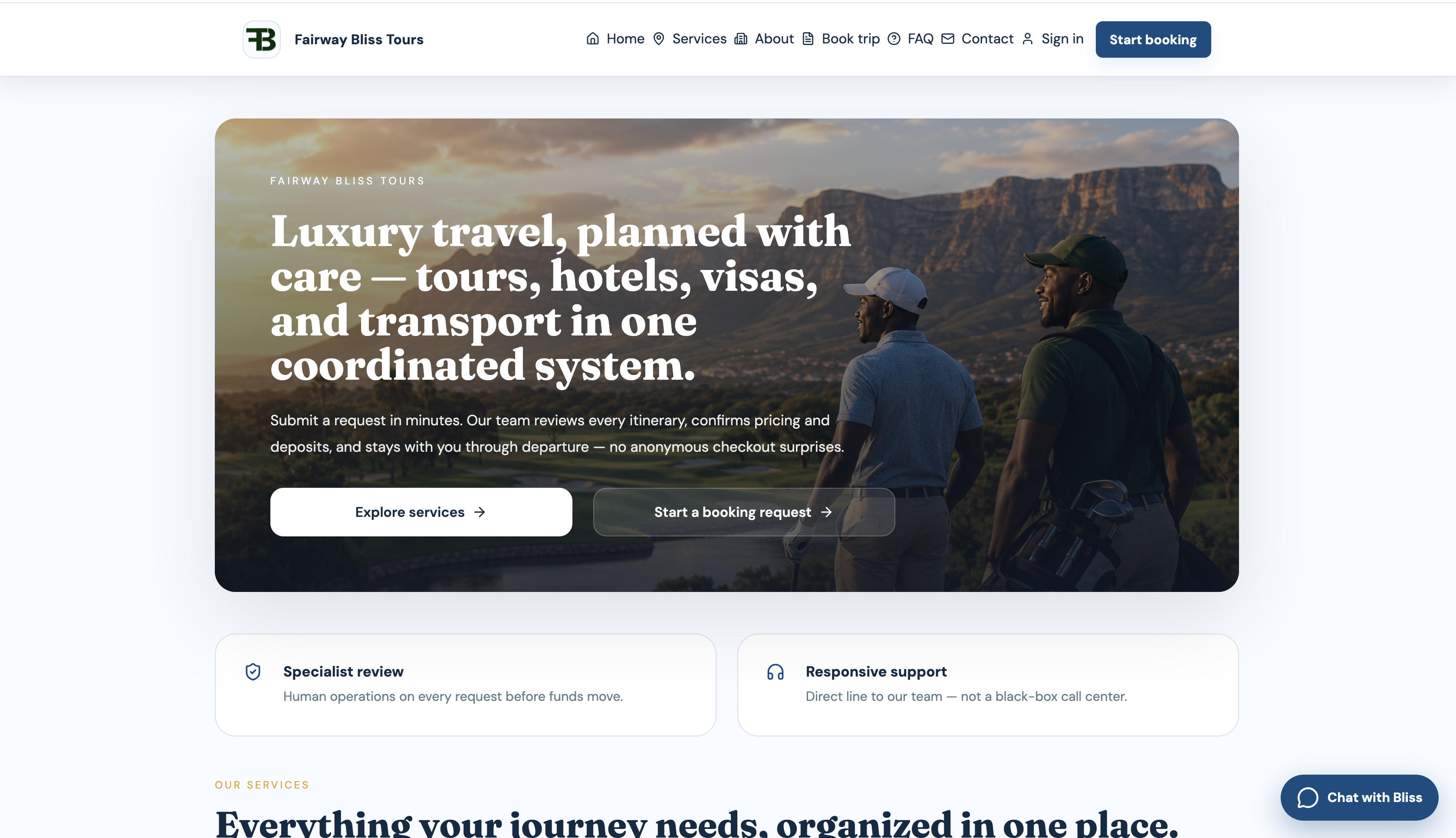 Fairway Bliss Tours Rwanda platform preview