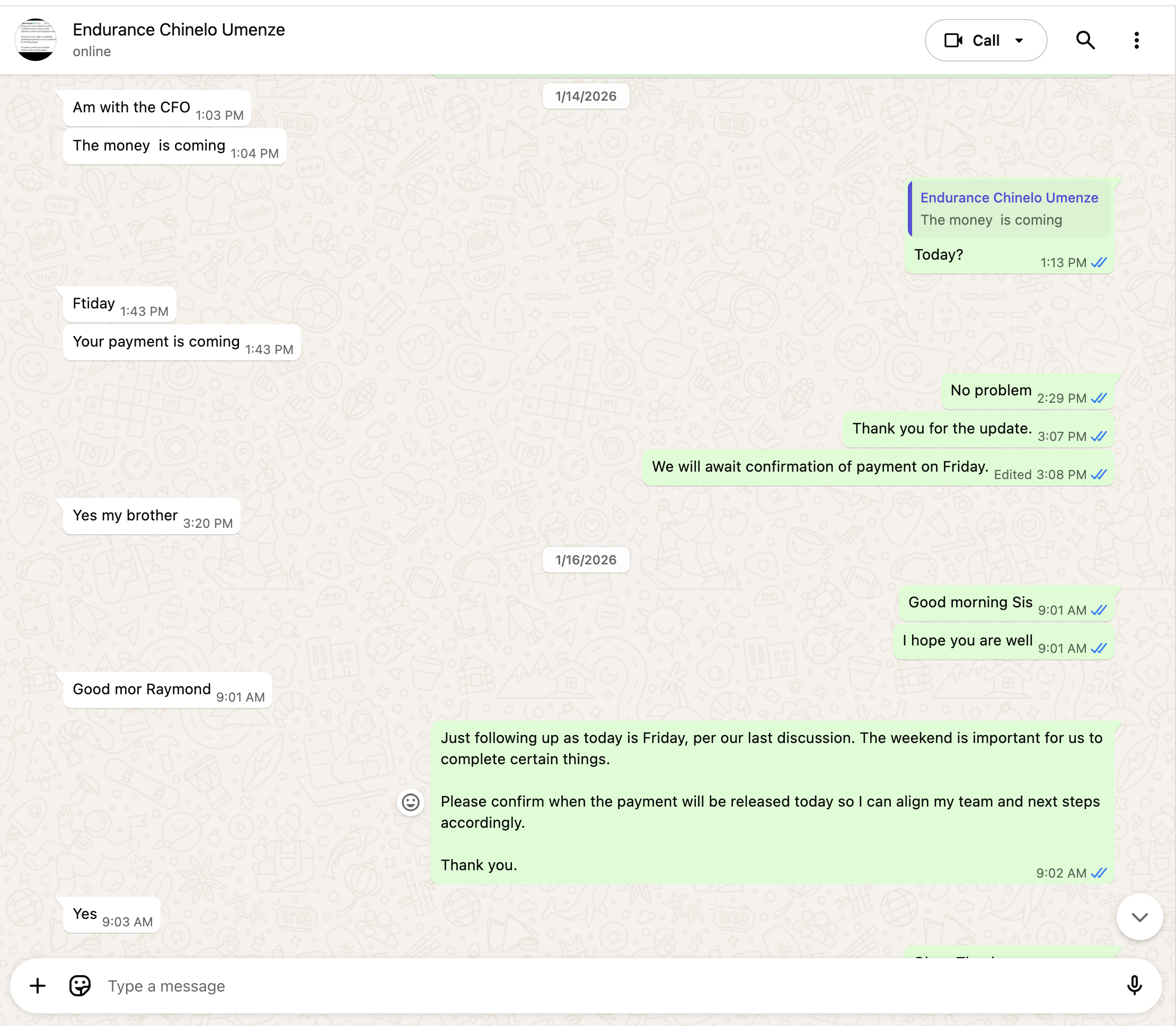 January 14 WhatsApp Screenshot