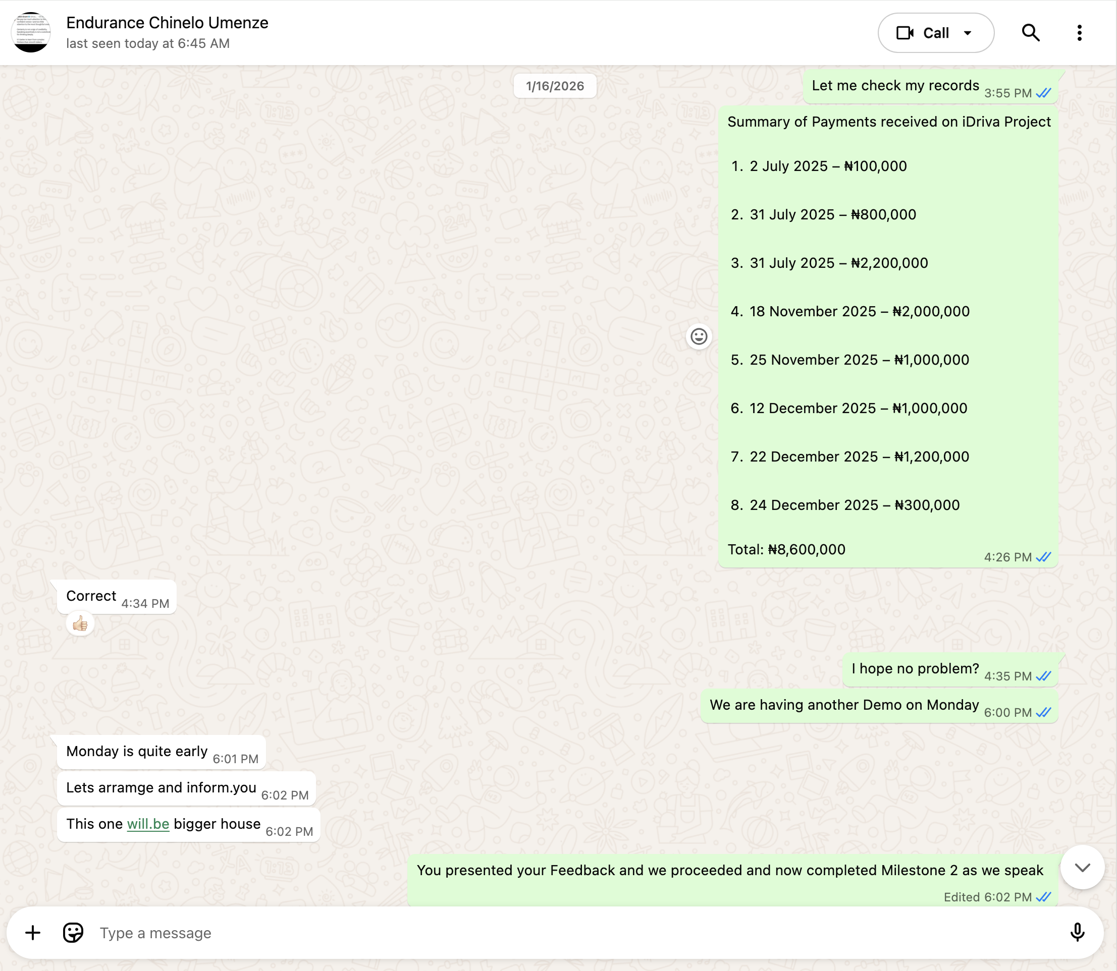 Delivery Acknowledgment Screenshot